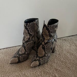 Snakeskin Patterned Ankle Boots